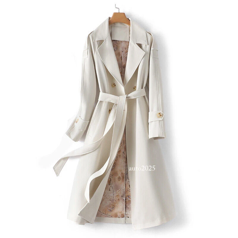 OFF WHITE Cappotto trench donna collo bavero medio lungo soprabito doppiopetto cintura primaverile tg