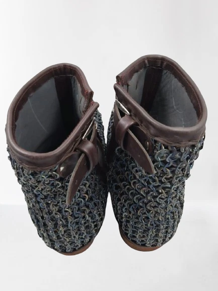 Средневековый коричневый кожаный ботинки титана кольчуга прикрепить, ренессанс вдохновил буханку - Изображение 3 из 4