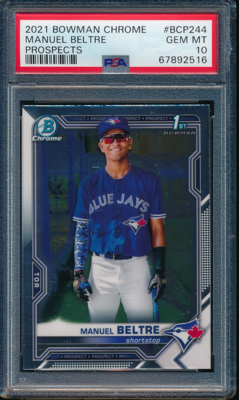 PSA 10 MANUEL BELTRE 1st 2021 Bowman Chrome Prospects Rookie Card RC GEM MINT