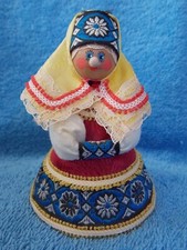 Painted Wood Face Fabric Russian Doll