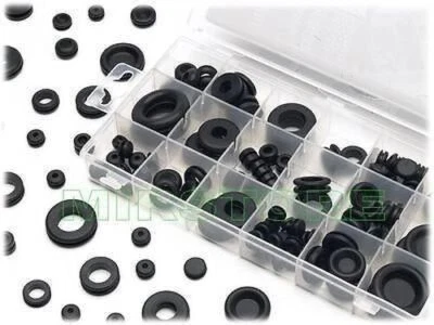 MIRSTORE ASSORTIMENTO 125 GOMMINI FORATI PASSACAVO E CIECHI DA INCASSO PER CABLAGGIO 0721