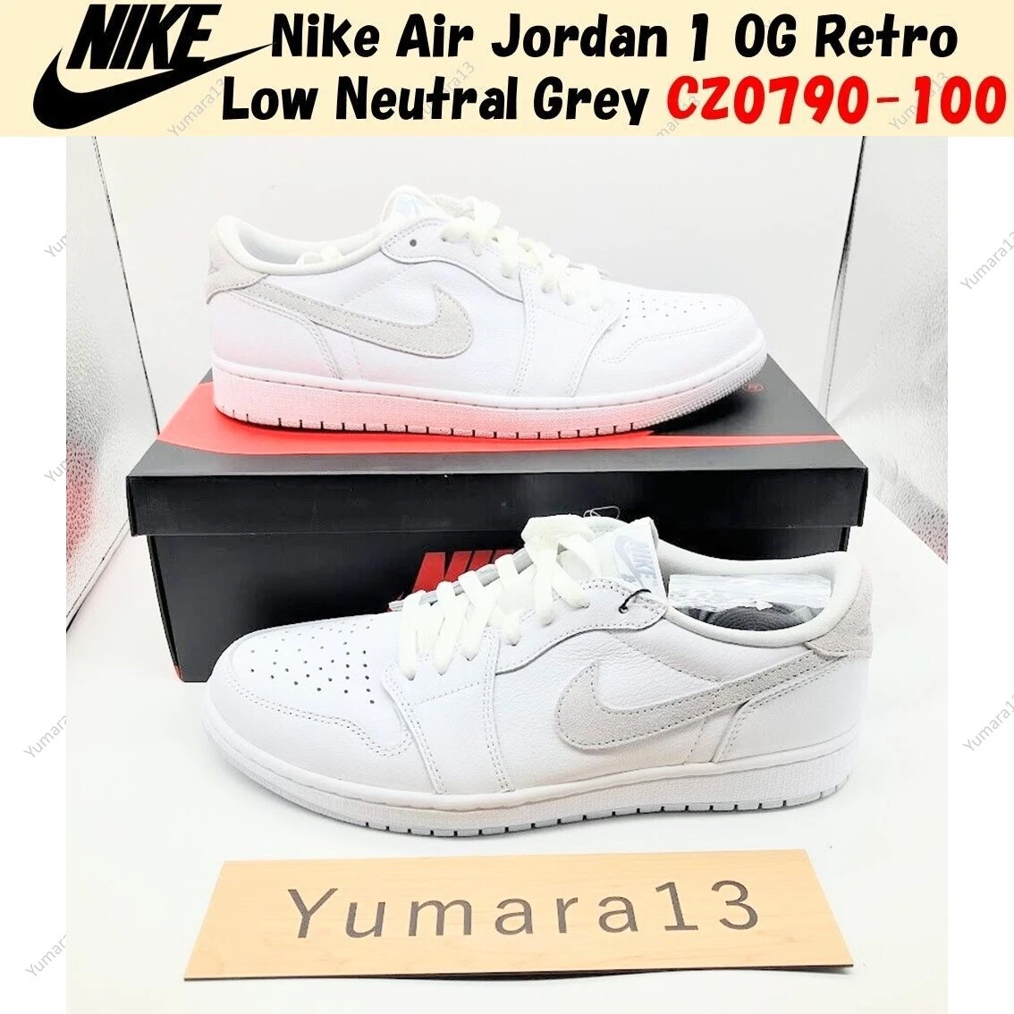 Nike Air Jordan 1 OG Retro Low Neutral Grey 2021 CZ0790-100 US 4-14 Brand New Nike Air Jordan 1 OG Retro Low Neutral Grey 2021 CZ0790-100 US 4-14 Brand New