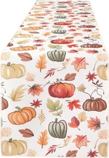 Fall Table Runner for Kitchen Dining Table, Thanksgiving Autumn Printed Harvest 