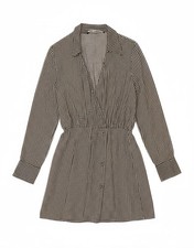 ZARA Womens Oversized Long Sleeve Shirt Dress UK 6 XS Black Houndstooth ZQ01