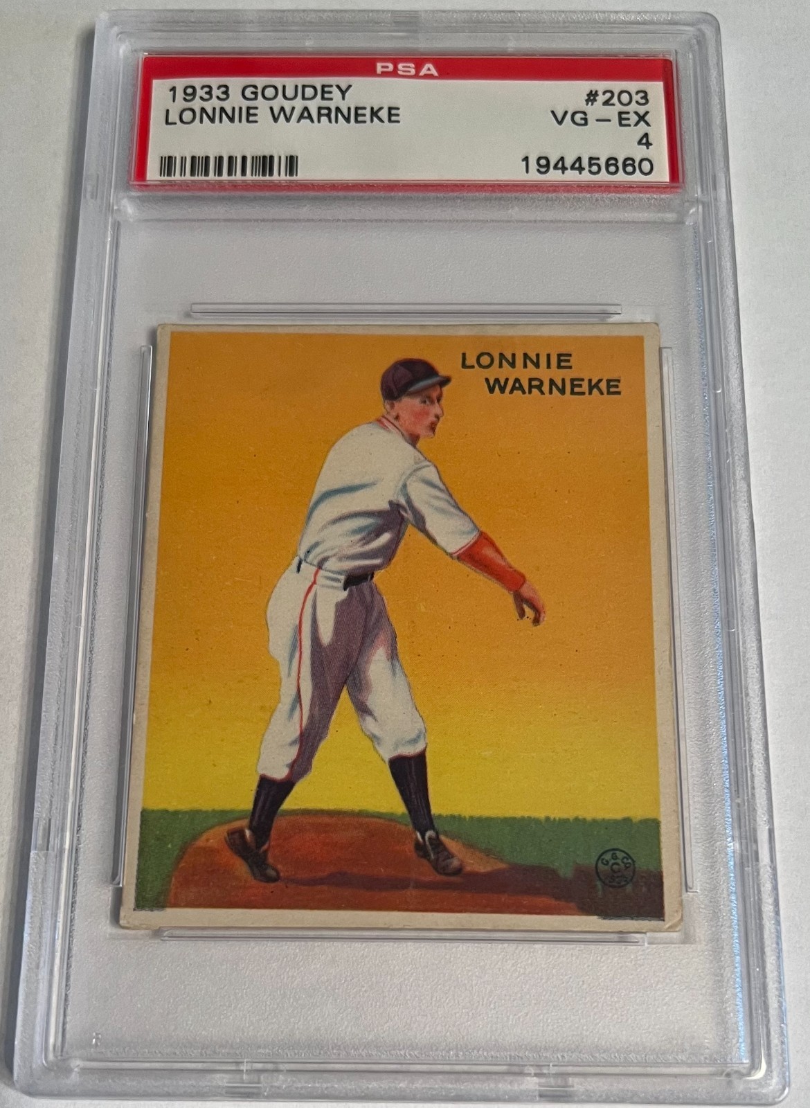 1933 Goudey Lonnie Warneke #203 Big League Gum PSA VG-EX 4 baseball card 