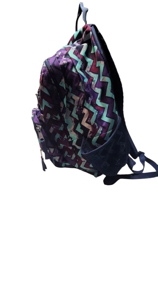 Jansport Big Student Backpack Chevron Purple and Teal - Image 3 of 4