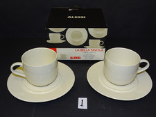 ALESSI LA BELLA TAVOLA CUPS & SAUCERS  X2 PAIR 1 BOXED  TEA SET  DINNER SERVICE