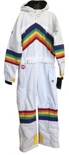 Tipsy Elves Mens Size Large L SUNRISE SHREDDER SKI SUIT Snow Rainbow White