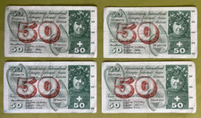 4 X Banknoten Geldscheine Schweiz Nationalbank 50 Franken 1957 Konvolut