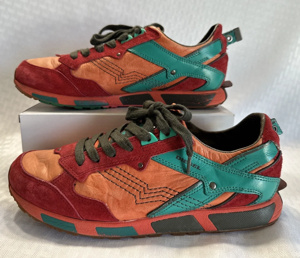 Zapatos de cuero para mujer Diesel Anza talla 9 rojo naranja turquesa Y2K de colección Foto 4 de 4