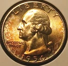 1954 Washington Quarter Choice Unc Attractive Toning