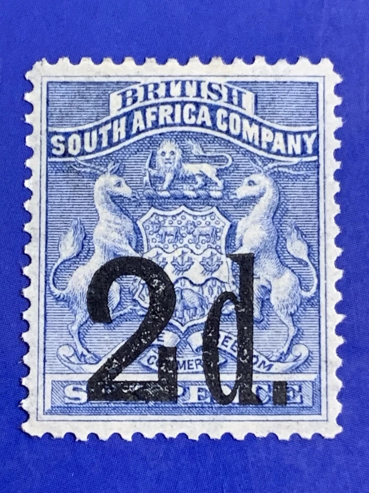 SG 15 Rhodesia 1892. 2d On 6d Ultramarine MH CAT 200£ See Scans - Image 2 of 3