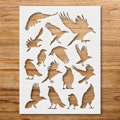 Bird Silhouettes Design Wall Art Reusable Plastic Stencil - StencilAir