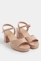 Yours Curve Women's Square Toe Platform Heels In Wide E Fit