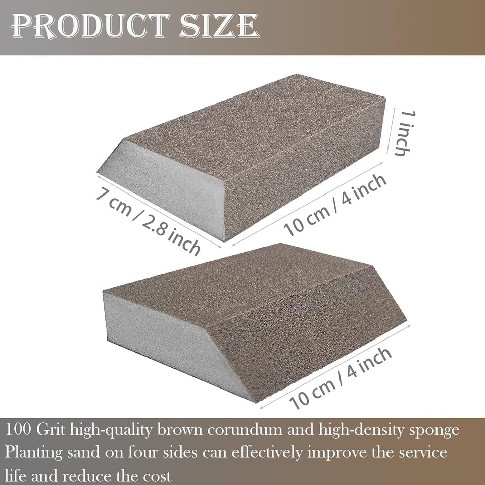 Huntking 6-Pack Sanding Sponge Set – 36/60/100/120/180/220 Grit, Wet/Dry Use, 4"x2.8"x1" – For Wood, Metal, Drywall, Cars