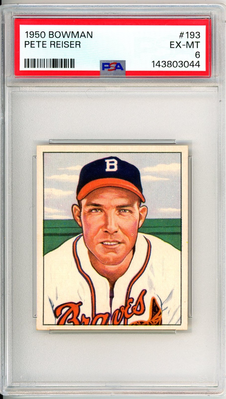 1950 Bowman PETE REISER #193 PSA Grade 6 EX-MT Cond "Just Grade ATTIC FIND"