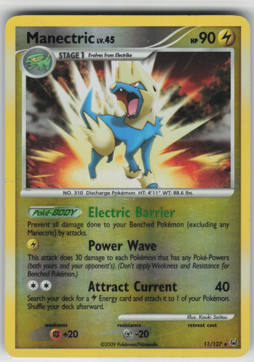 Pokemon TCG Manectric 11/127 Platinum Holo Rare card Reverse Holo LP