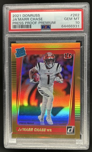 2021 Donruss Ja'Marr Chase Press Proof Premium RC Rated Rookie #262 PSA 10
