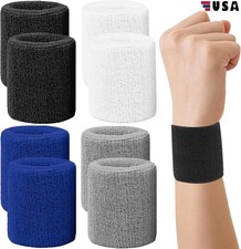 8Pcs 3 Inch Wrist Sweatbands Tennis Wrist Bands Absorbent Sweat Band for Men USA
