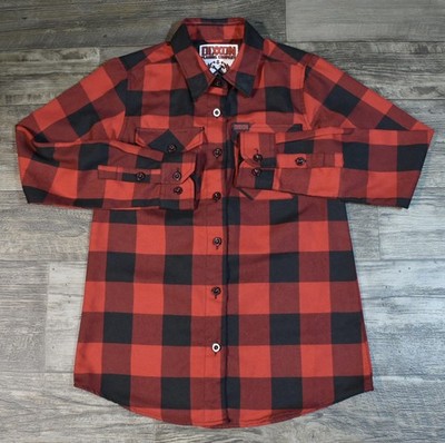 Dixxon Flannel Shirt Womens Small Red Black Buffalo Plaid Redrum Limited Edition