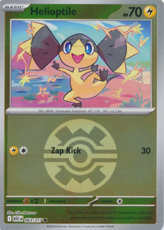 Pokemon Helioptile (63/580) Ascended Heroes NM REVERSE HOLO- Quick Ball