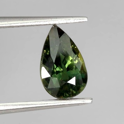 Birnenschliff 100 % natürlicher gelbgrüner Saphir Australien 1,78 kt 9 x 6 mm...