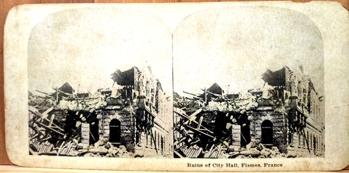 Antique Lot Of 3 Stereoscope WW1 Depicting French Ruins - Afbeelding 4 van 5