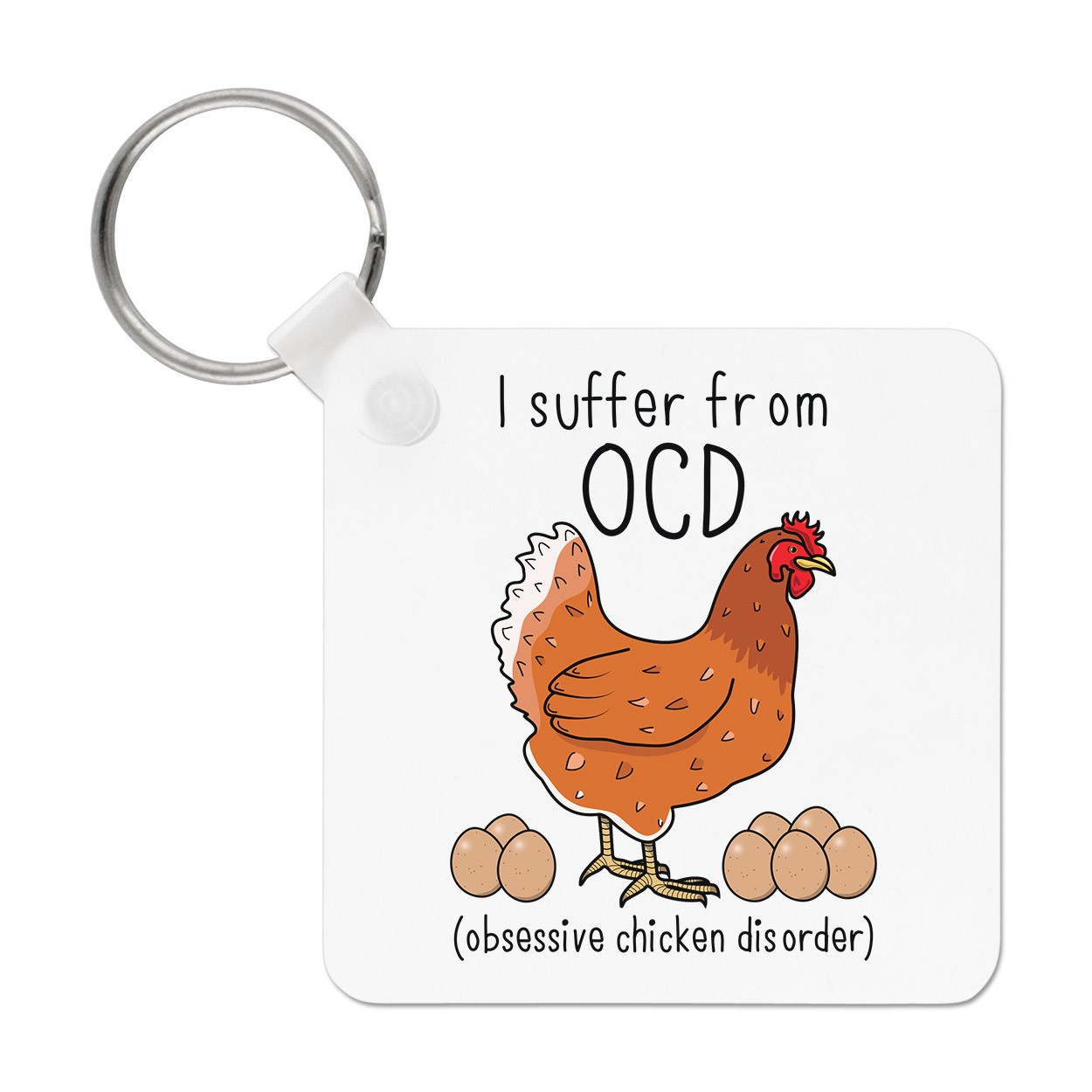 Chicken OCD Keyring Key Chain - Funny Animal Pet