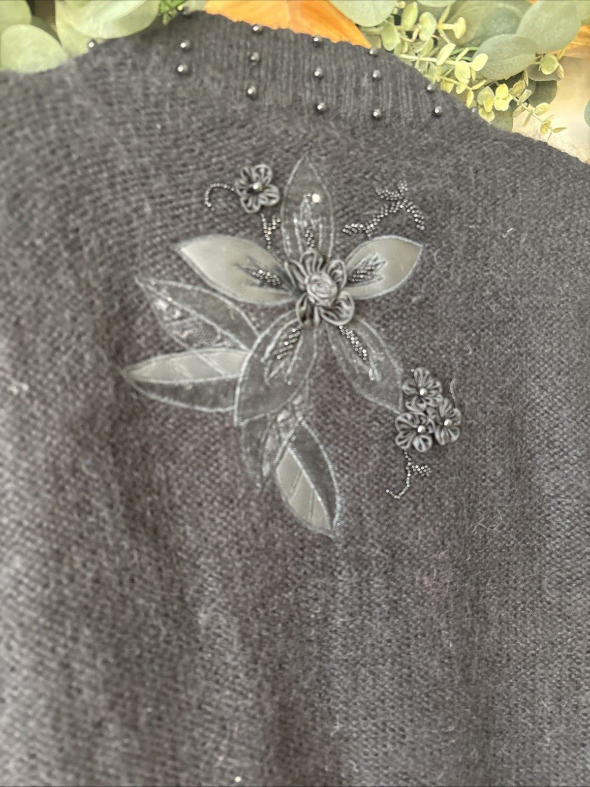 Nutshell Vintage 80s Black Mohair Size S M Lined Embellished Coatigan Cardigan image 8