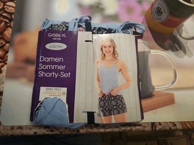 Damen Sommer Shorty-Set ElleNor Gr. XL 48/50 100% Baumwolle Pyjama OEKO-TEX