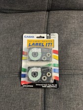 Casio EZ-Label 2Pack Tape Cartridges XR-18WE2S 18mm 3/4 in white tape, black Ink