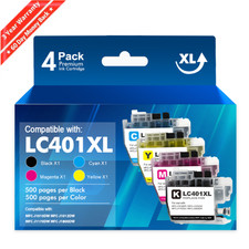 4pk LC401XL H-Yield Ink Cartridges for Brother MFC-J1010DW MFC-J1012DW J1170DW