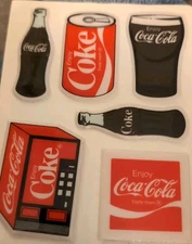 Vintage Coca-Cola Coke Puffy Stuff Stickers Hallmark 1980s