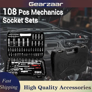 108X Kit d'outils de mécanique 6-Point Boîte à outils de réparation de jeu de clés à cliquet de socket I