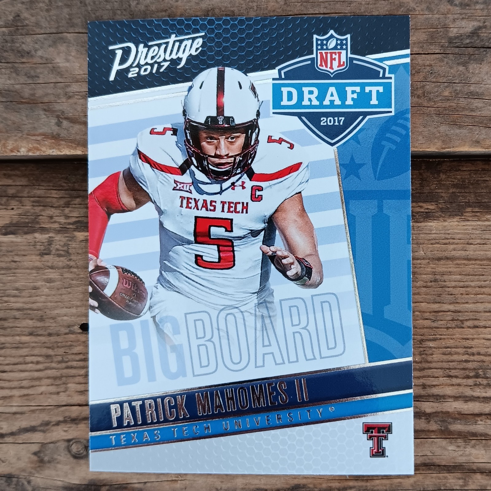Patrick Mahomes II Football Card NFL Draft 2017 Texas Tech Big Board Prestige #1