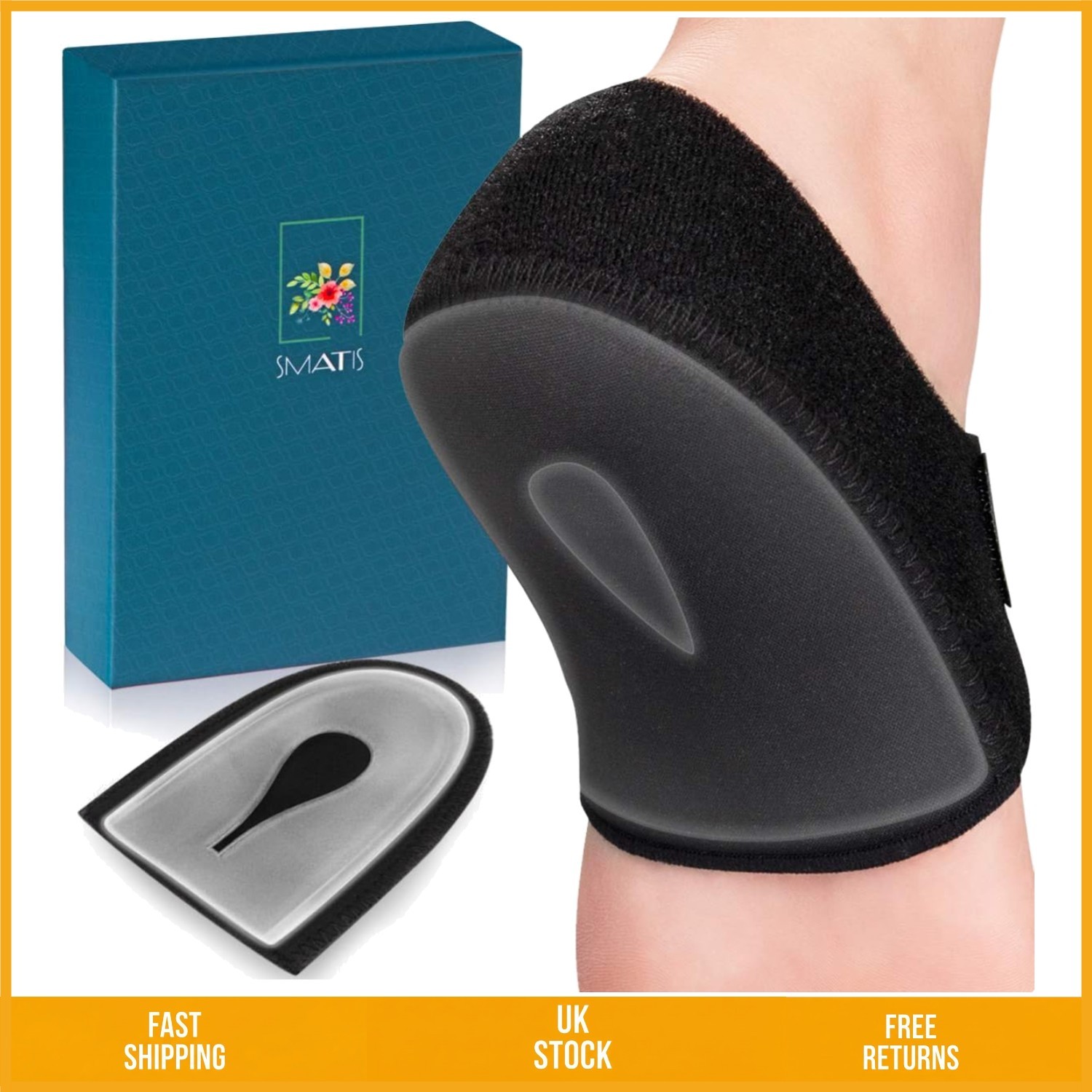 Adjustable Gel Heel Protectors for Plantar Fasciitis Relief, 1 Pair