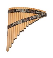 Bamboo Pan Flute 22 Pipes Natural Bamboo Nazca Lines Design From Peru - Case ...