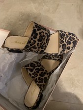 anna F leopard sandals sz 37 new in box