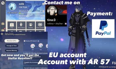 Genshin Impact AR 57 Europe -Raiden - Flins -Mizuki -Mavuika -Furina