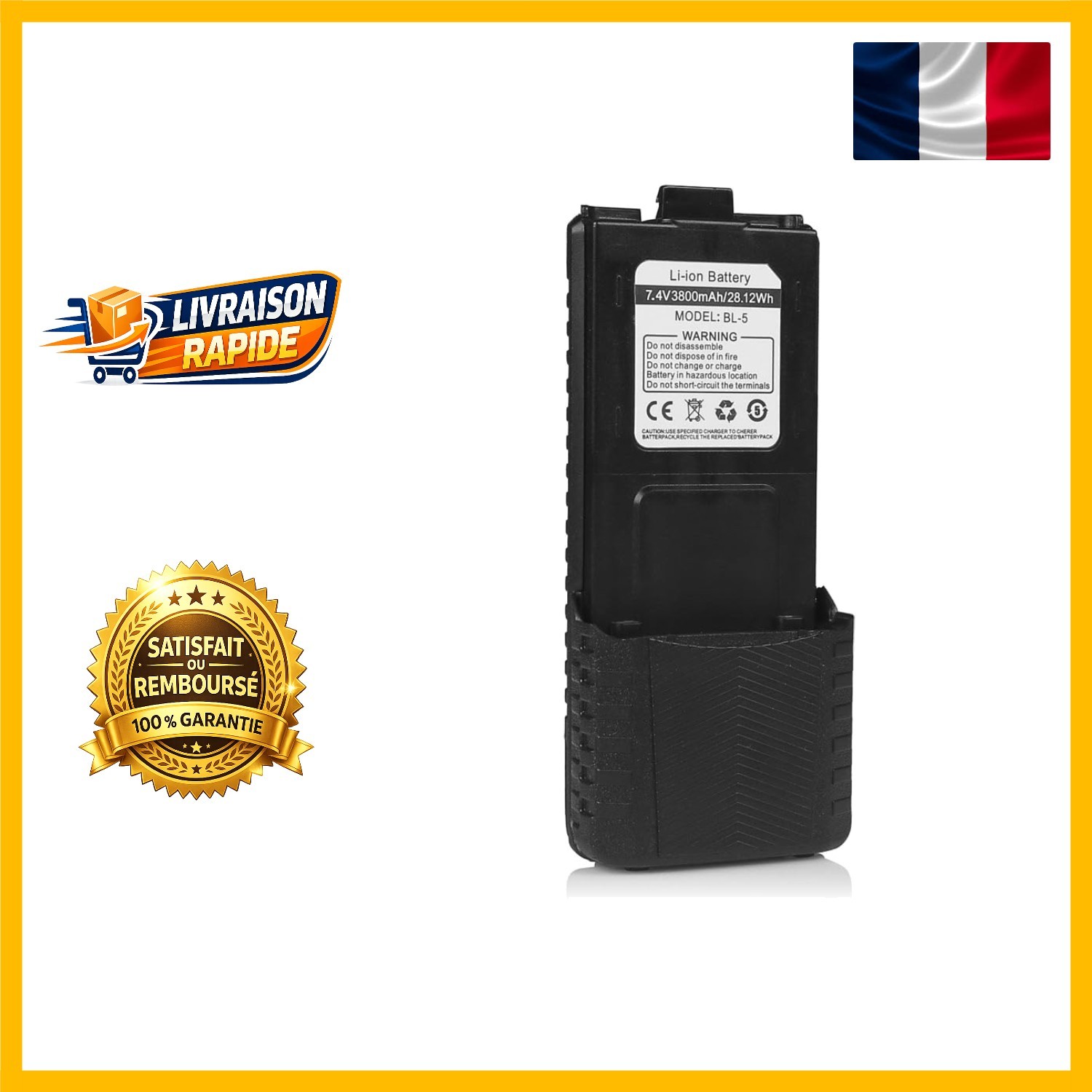 Batterie Li-ion 3800mAh Baofeng UV-5R pour éviter les pannes de talkie