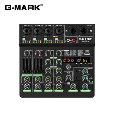Audio Mixer G40PRO 4-Kanal Mischpult mit Cinch Eingang und XLR Anschluss