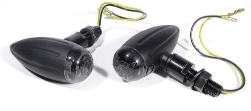 LED Indicator Set Metal Grooved Black Smoke for Harley Honda Suzuki Yamaha ECE