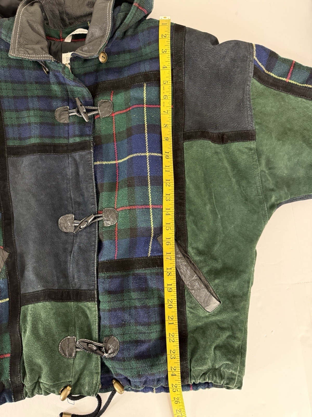 Vtg Brandon Thomas Patchwork Toggle Suede Leather… - image 15