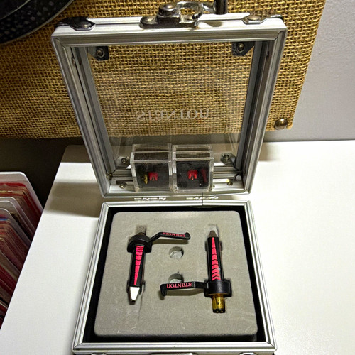 Stanton Trackmaster Cartridge w/ NEW TAL Stylus Needles & Case Black/Red