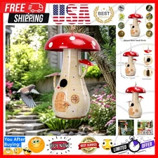 Metal Mushroom Bird House, Wild Bird House Outdoor, Decorative Birdhouse for ...