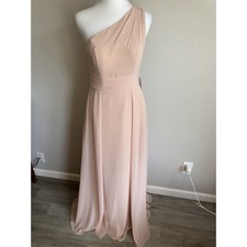 NWT Azazie Dallas One Shoulder A-Line Chiffon Bridesmaid Dress Womens 4 Rose