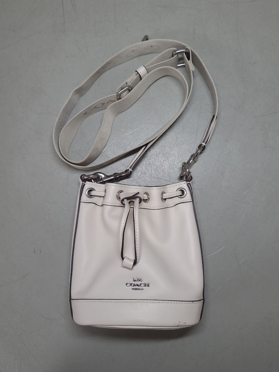 Coach White Leather Small Drawstring Crossbody Bag - image 1