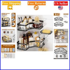 3 Pack Corner Shower Caddy with Soap Holder, Stainless Steel, Black