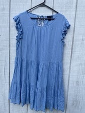 House Of Harlow Solid Blue Medium Shortsleeved Summer Knee Length Dress