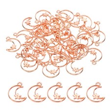40Pcs 0.75x0.55" Metal Moon Star Pendant Charm, Rose Gold